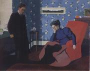 Felix Vallotton Interior with red armchair and figure oil painting